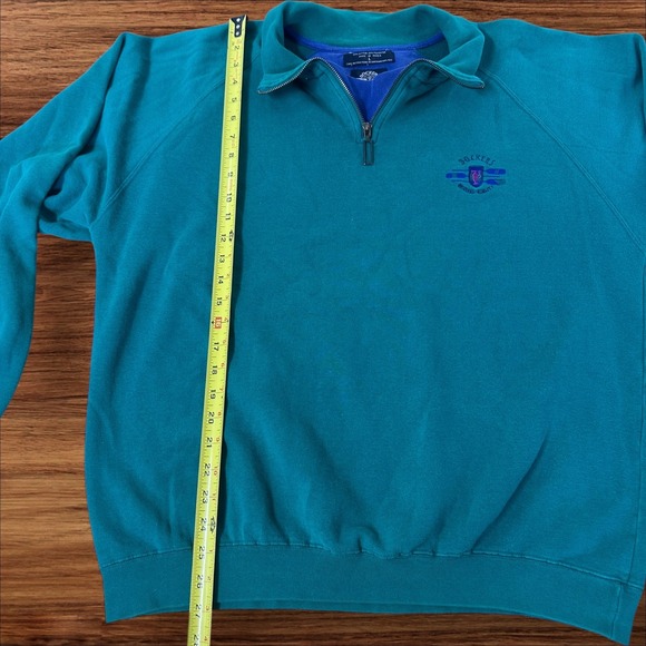 VTG Dockers Mens‎ Quarter Zip Sweatshirt Teal Green Original Quality Logo Size L - Picture 4 of 6
